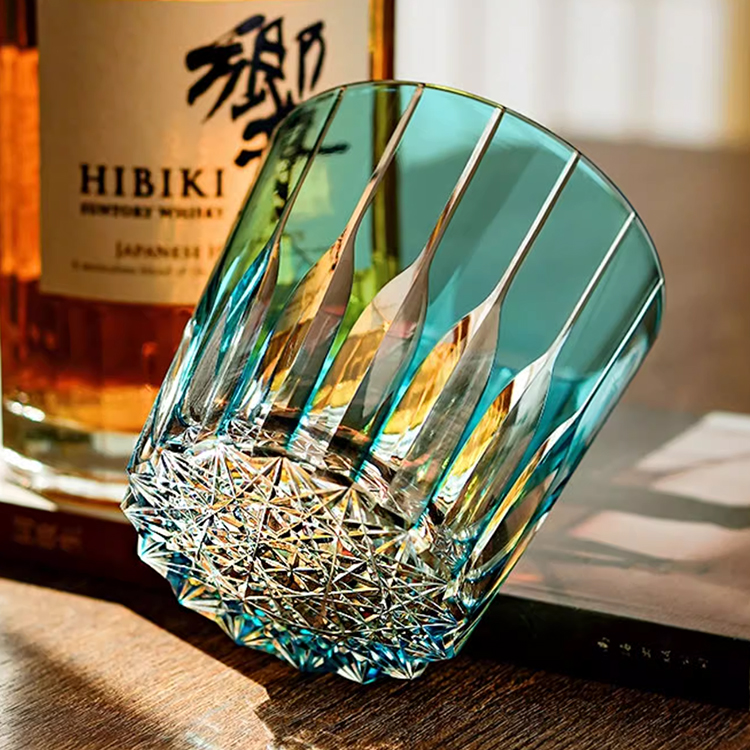 手工酒杯玻璃杯七宝切子礼盒装