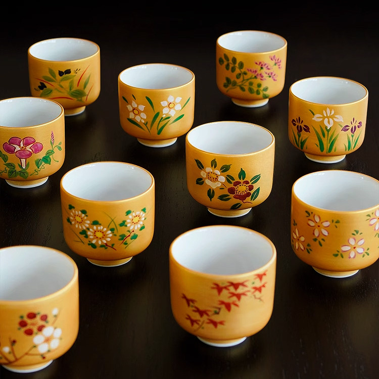 日本进口正品高木陶器十二生肖清酒杯手绘茶具金釉主人杯功夫茶杯