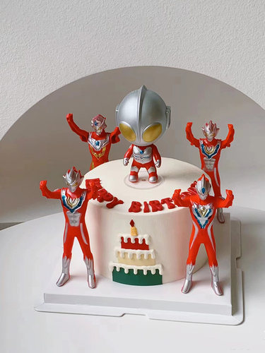 儿童生日打怪兽超人蛋糕装饰摆件