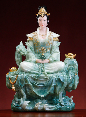 汉白玉彩绘柳家娘娘神像家用供奉