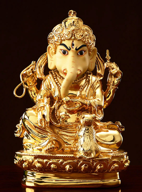 纯铜鎏金泰国象鼻财神密宗佛具