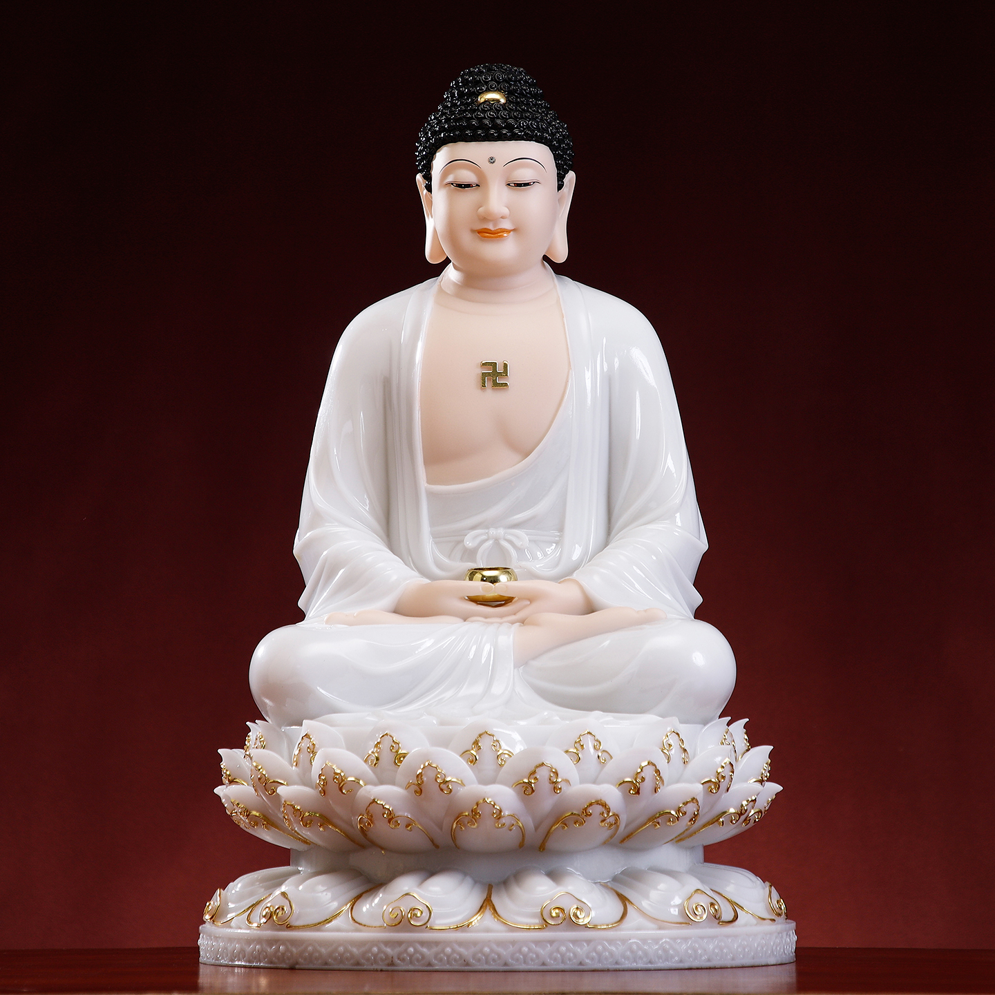 汉白玉娑婆三圣观音菩萨佛像家里供奉释迦牟尼佛地藏菩萨客厅摆件