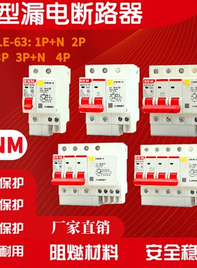 小型漏电断路器DZ47LE-63 125 1P+N 2P3P3P+N 4P断路保护空气开关