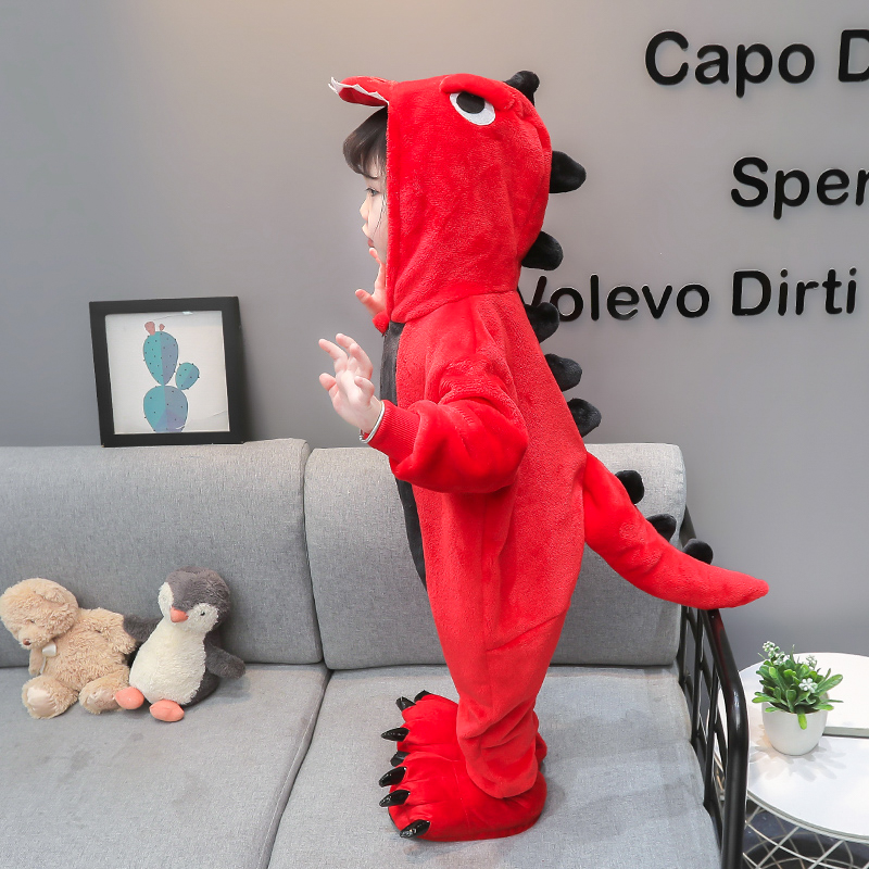 连体睡衣秋冬季法兰绒小恐龙衣服