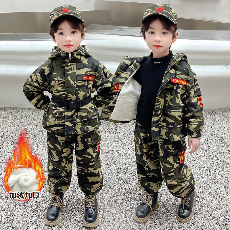 冬季迷彩套装加绒加厚演出表演服