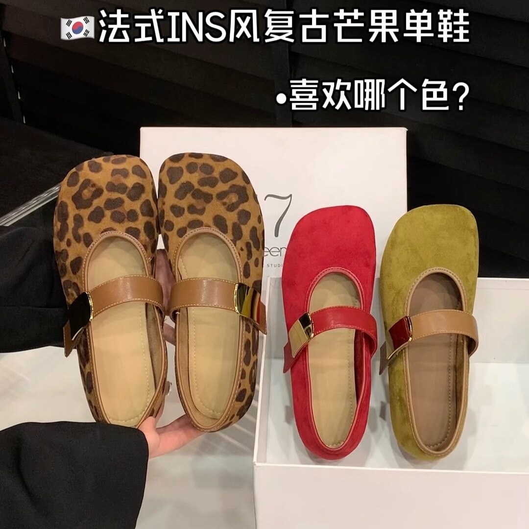法式平底芭蕾舞浅口单鞋女2026新款夏秋配裙子勃肯鞋玛丽珍小皮鞋
