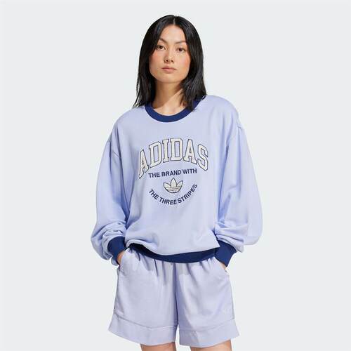 阿迪达斯三叶草女装撞色运动宽松卫衣罗纹透气套头衫春季款IT4271