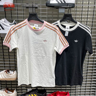 adidas三叶草女子三条纹短袖T恤