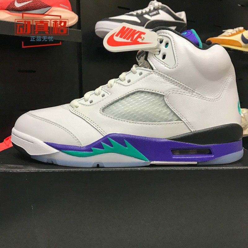 耐克男2025冬Air Jordan AJ5 OG白紫色高帮复古篮球鞋HQ7978-100