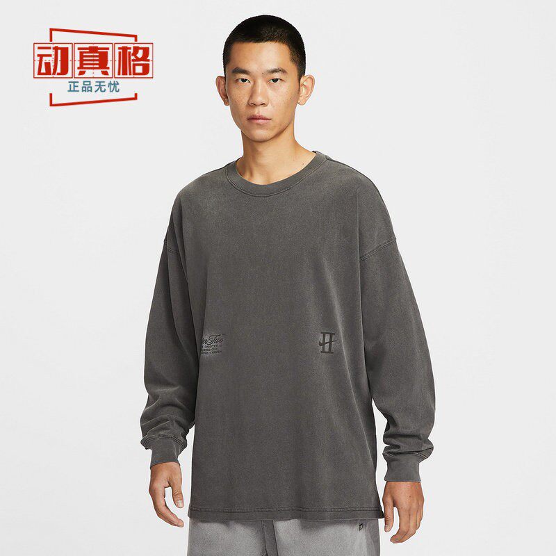 耐克男2026春复古印花长袖T恤
