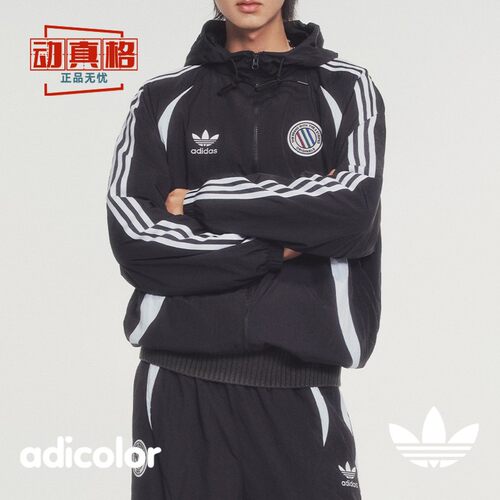 阿迪达斯三叶草男子美式复古休闲宽松连帽夹克外套JL8360 JL8358