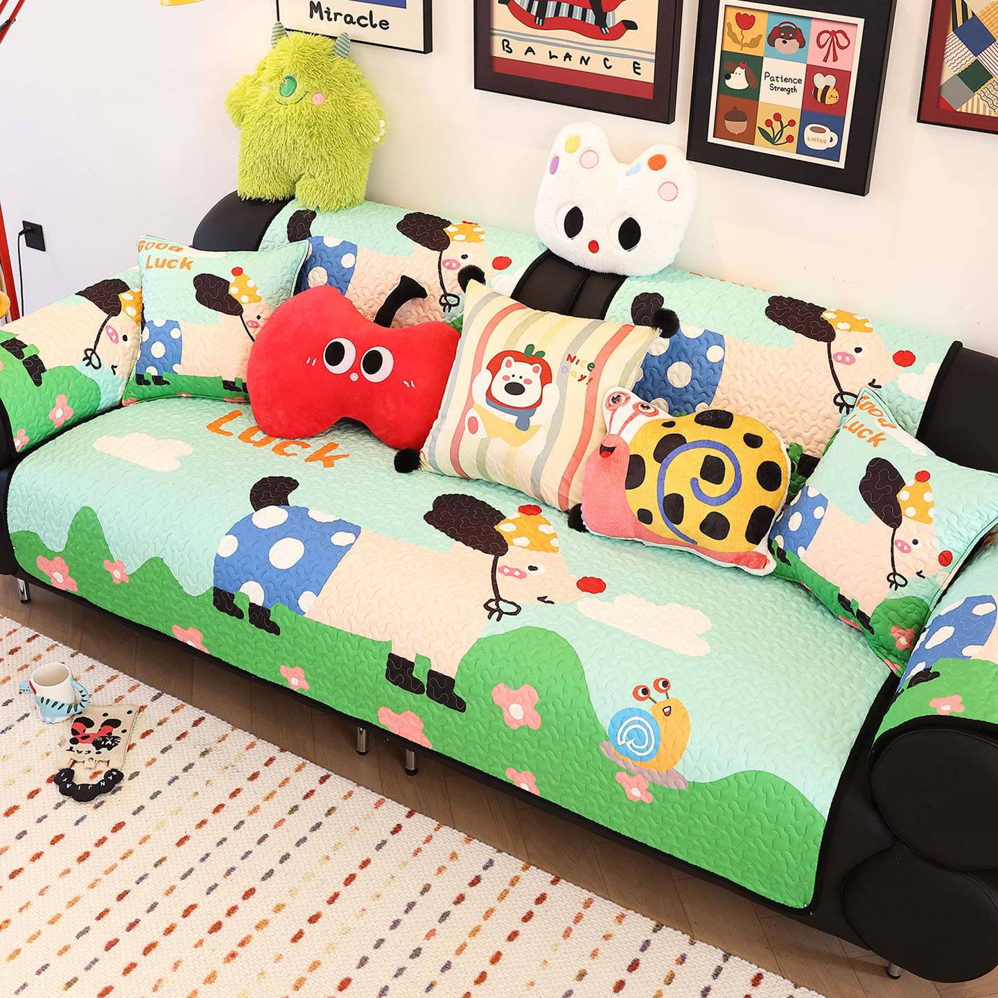 暖屿 童趣卡通沙发垫四季通用防滑防猫抓沙发套罩北欧ins风盖布巾,居家布艺,沙发垫,淘宝优惠券,粉丝福利购,淘宝优惠卷