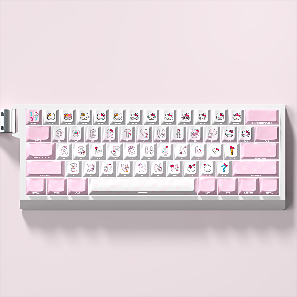 Hello Kitty主题键帽原厂侧刻透光pbt热升华适配ND63Ace60/68 87