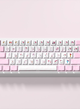 Hello Kitty主题键帽原厂侧刻透光pbt热升华适配ND63Ace60/68 87