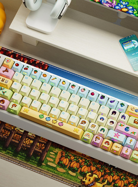 星露谷主题键帽侧刻透光原厂PBT适配made68wooting60he机械键盘