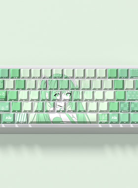 侧刻初音未来绿色二次元键帽原厂透光PBT热升华适配60/64/68atk68