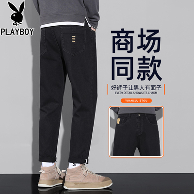 花花公子休闲裤男士宽松直筒加绒加厚2025新款秋冬季工装长裤子男