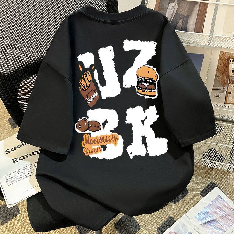 品牌出口外贸专柜~清仓港风薯条汉堡纯棉短袖t恤男女夏装半袖上衣