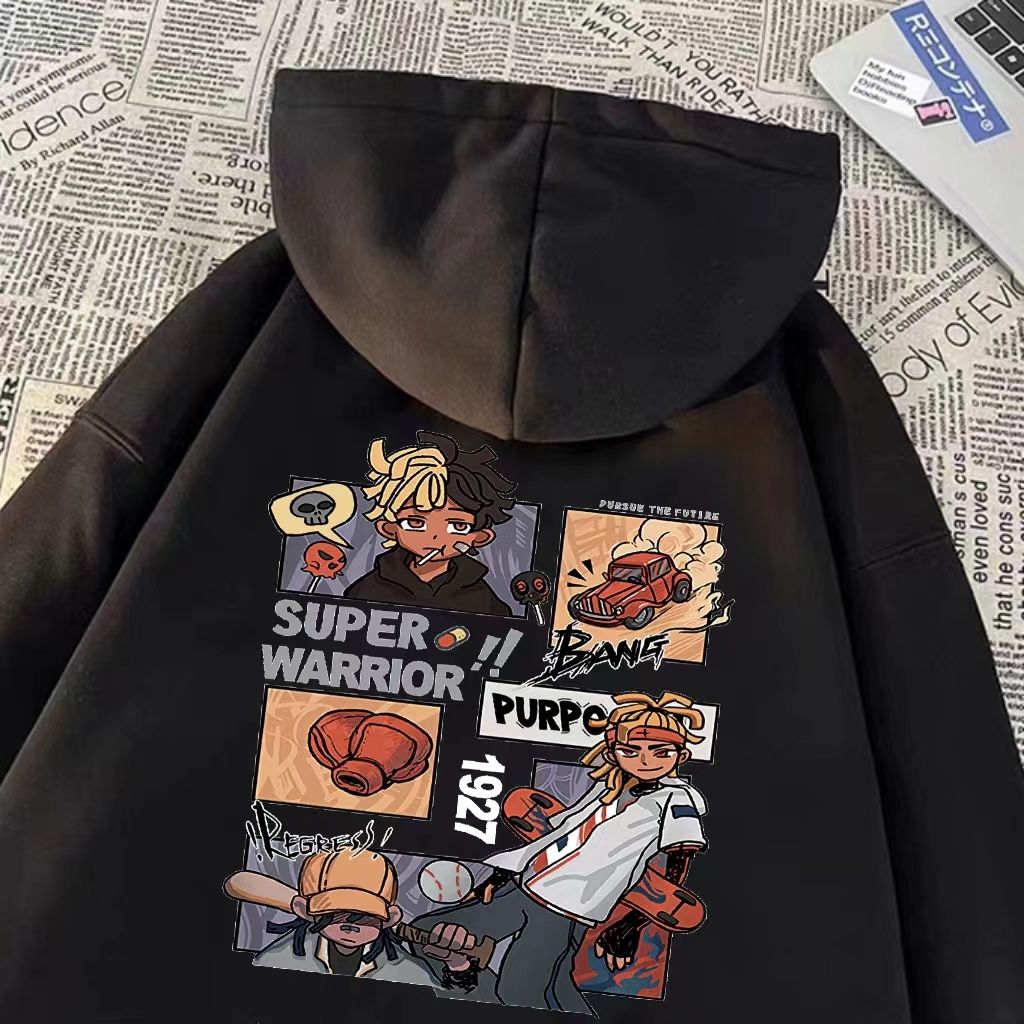 潮牌广州十三行连帽加绒秋冬长袖