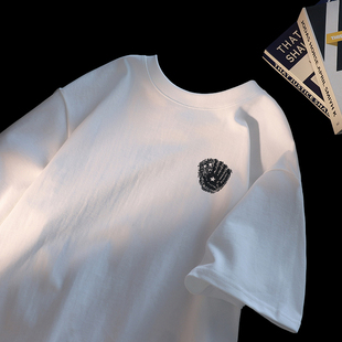 美式 宽松大码 棒球手套纯棉短袖 韩版 上衣 t恤男女夏装 大牌出口外贸