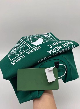 大牌出口外贸尾货专柜清仓捡漏~潮牌卡通墨绿色纯棉短袖t恤男女夏