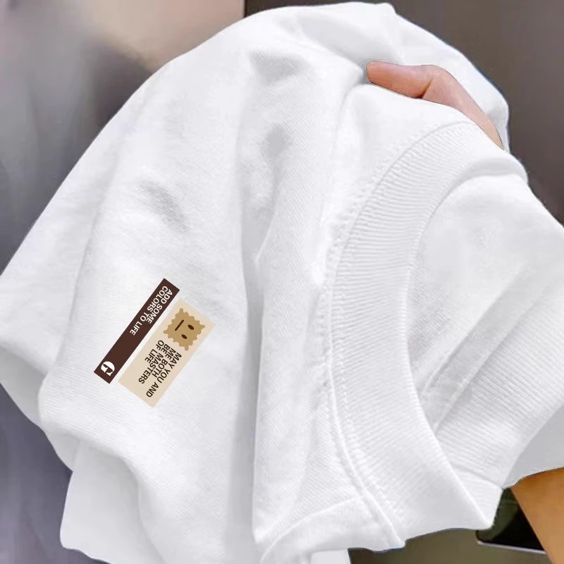 广州十三行外贸原单~纯棉短袖t恤男女夏季宽松上衣服情侣白色半袖