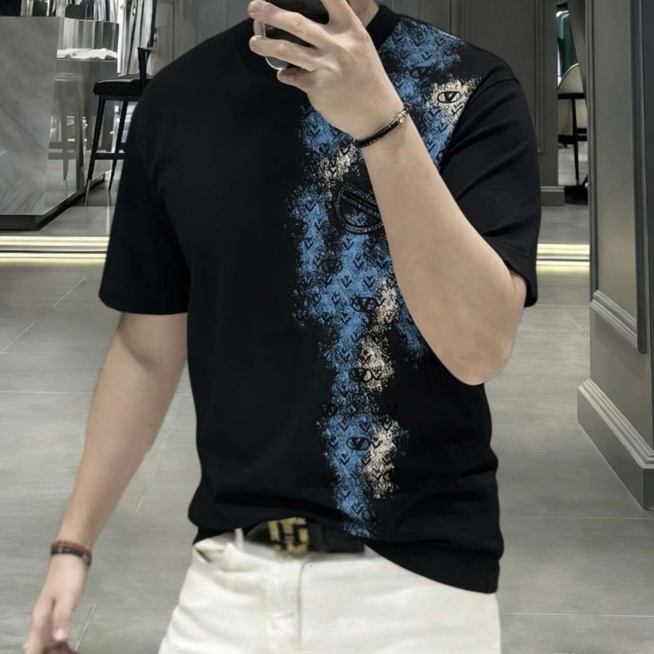 欧洲站夏季男士短袖t恤丝光棉潮流时尚修身半袖打底衫休闲凉感T