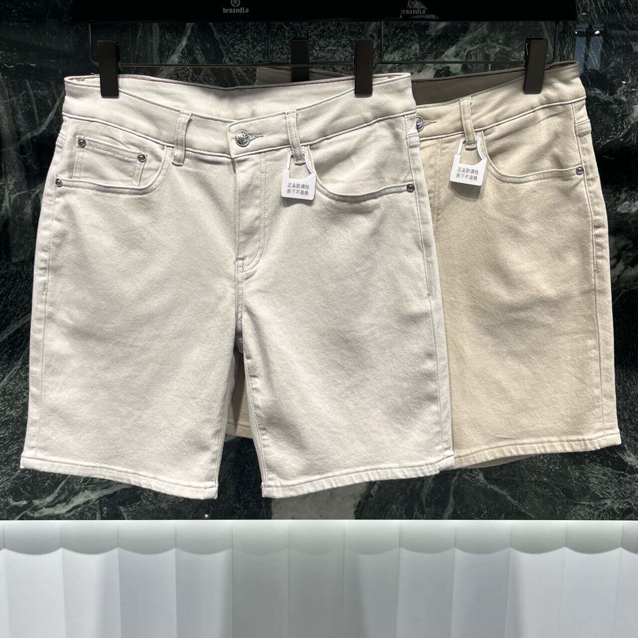 欧货高端夏季男士牛仔短裤薄款