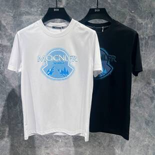 欧货高端夏季男士短袖t恤丝光棉潮牌时尚修身半袖体恤休闲凉感帅T