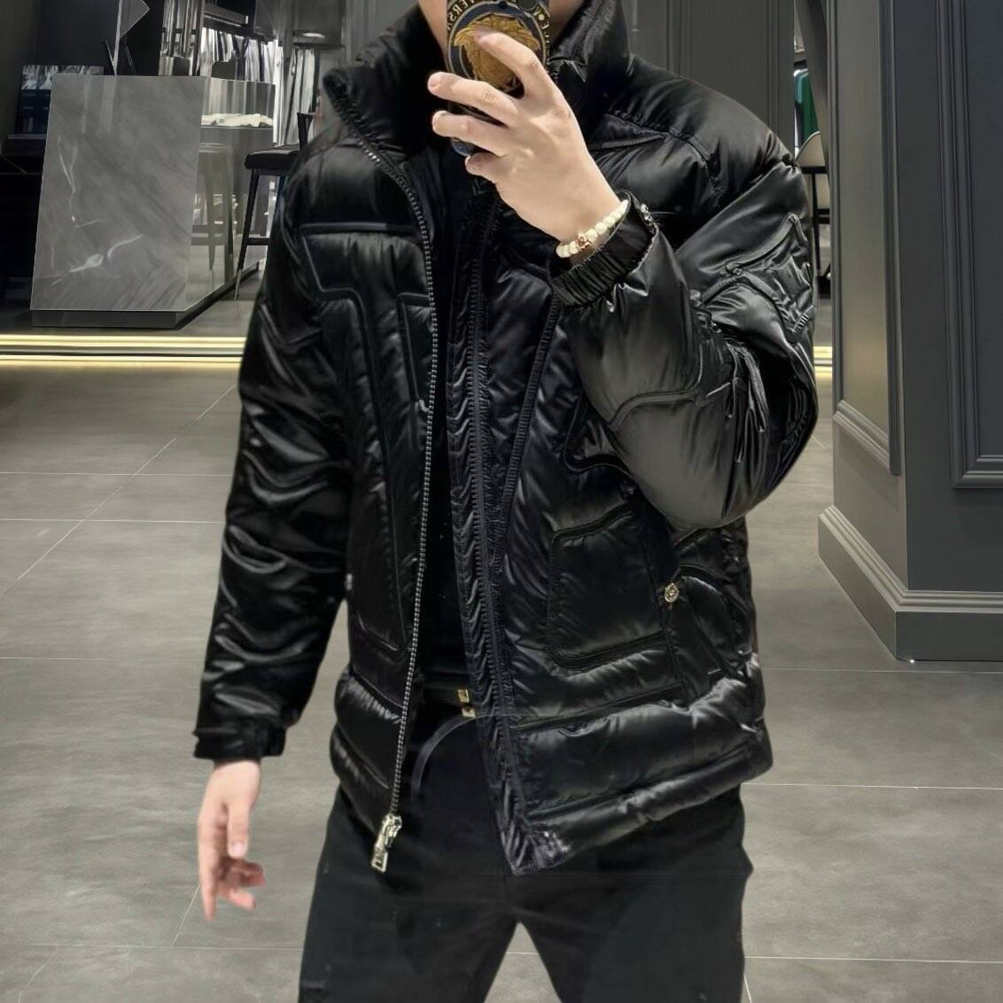 欧货高端冬季男士立领羽绒服修身