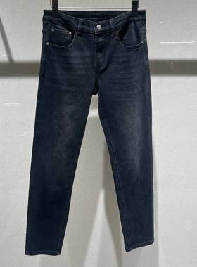 欧货高端秋季男士牛仔裤小脚修身潮流时尚黑灰色弹力显瘦休闲长裤