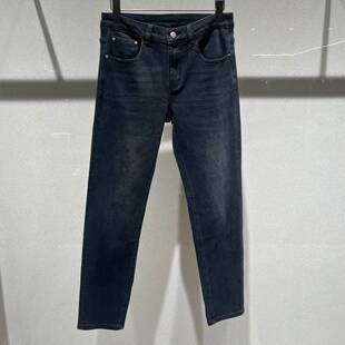 黑灰色弹力显瘦休闲长裤 欧货高端秋季 潮流时尚 小脚修身 男士 牛仔裤