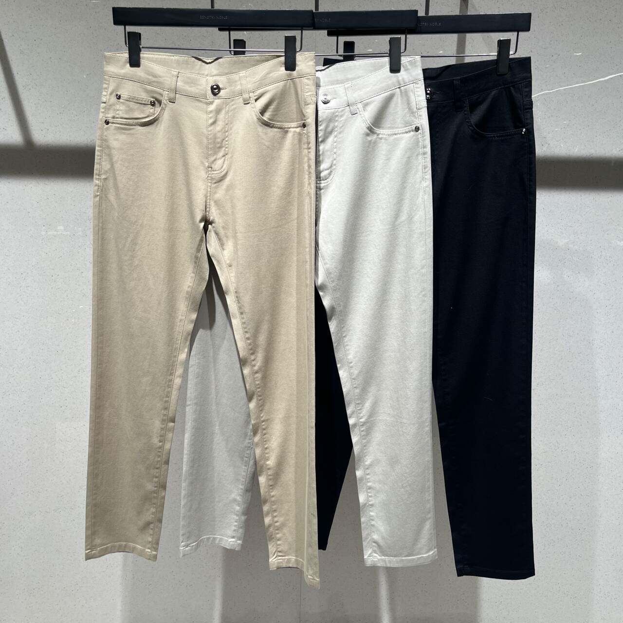 欧货高端夏季男士牛仔裤小脚修身潮牌薄款轻奢纯色百搭休闲长裤子