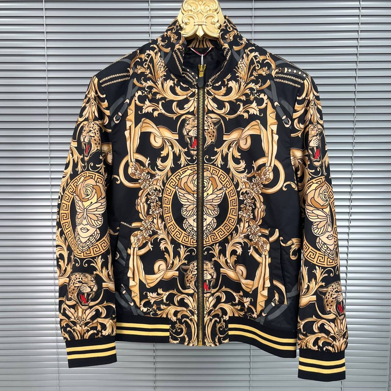 欧洲站秋季男士长袖夹克立领印花