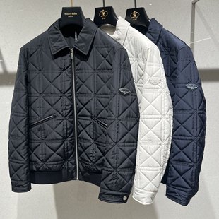 潮牌修身 欧货高端秋冬季 翻领棉衣轻薄款 长袖 夹克格子休闲外套 男士