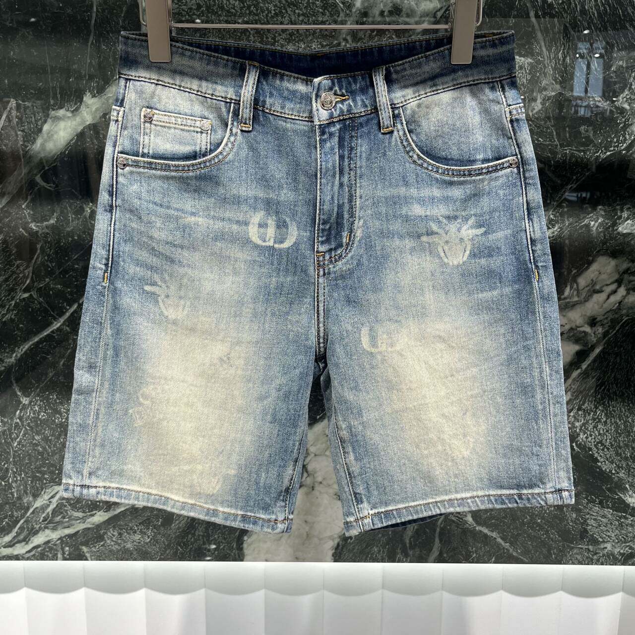 欧货高端夏季男士牛仔短裤薄款