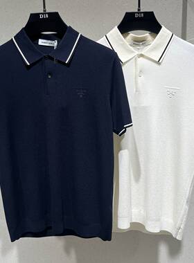 2026夏季男士冰丝短袖t恤翻领polo衫潮牌轻奢针织半袖打底衫凉感T