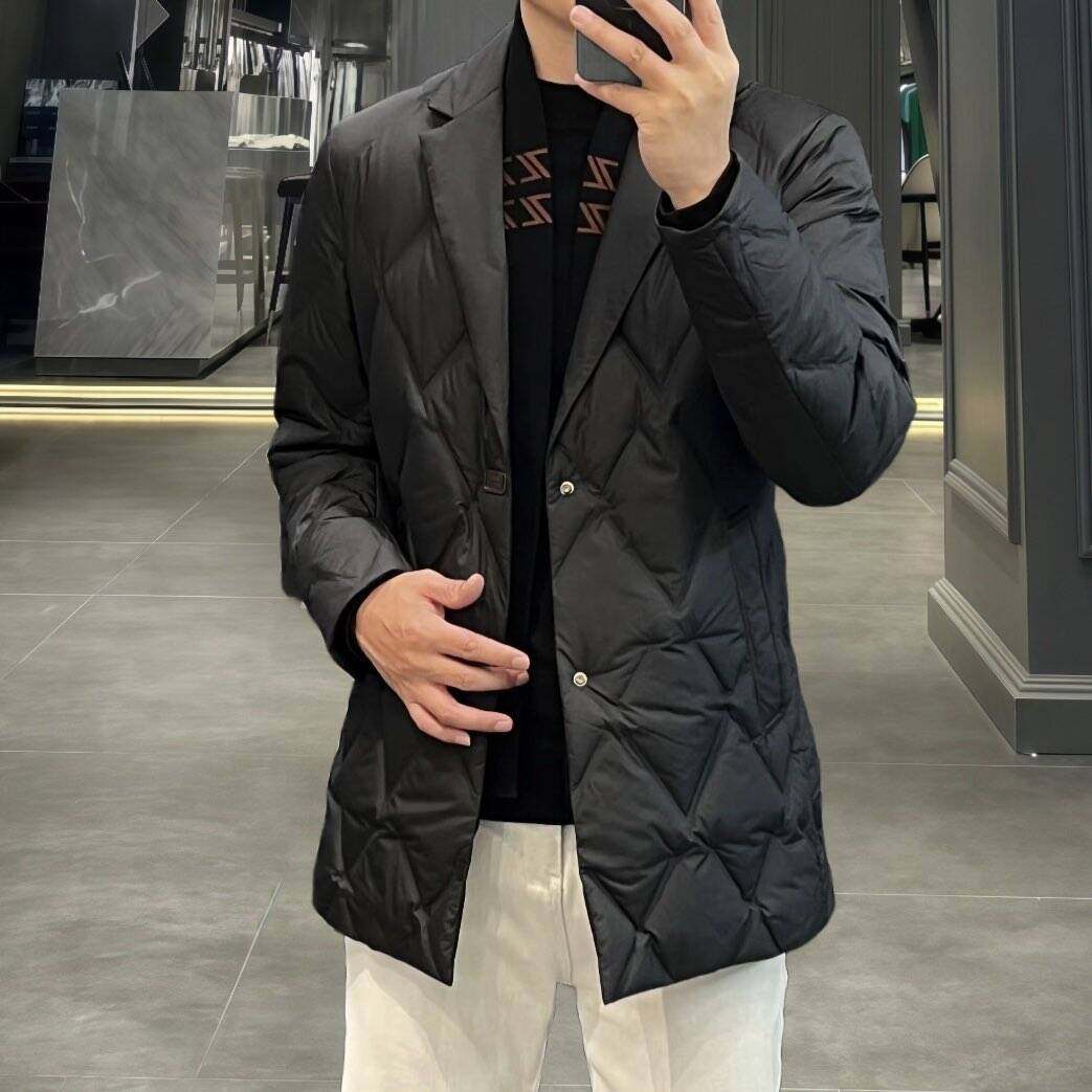 欧货高端秋冬季男士羽绒服中长款