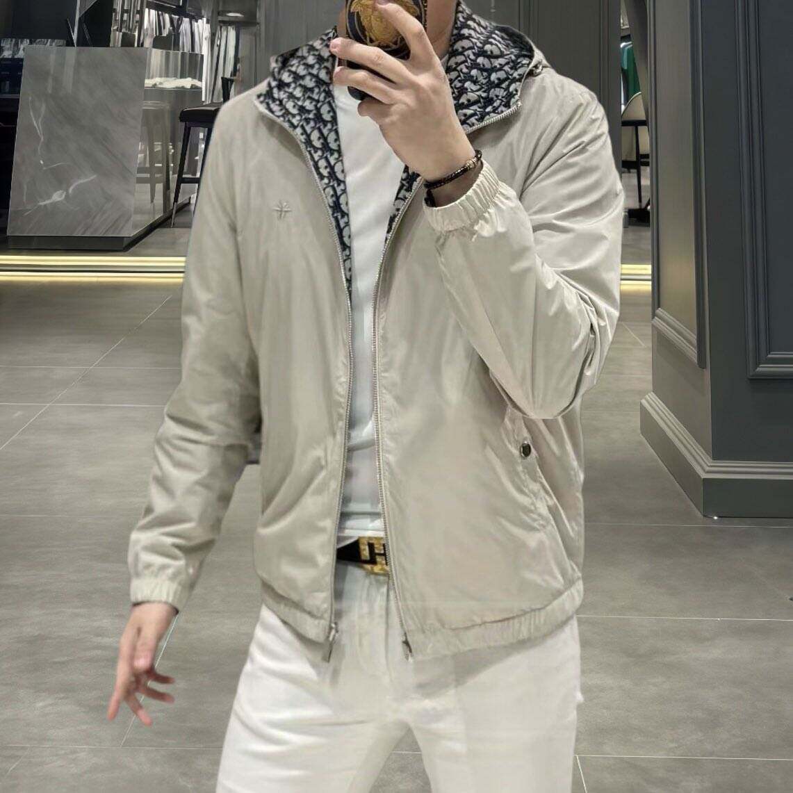 欧洲站春季男士长袖薄款连帽外套