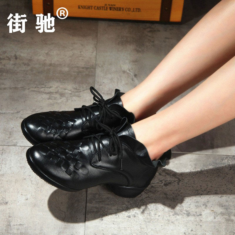 女真舞蹈鞋街驰头层软牛皮