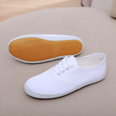 白色球鞋帆布鞋小白鞋体操鞋网球鞋男女武术训练鞋晨练情侣跑步鞋