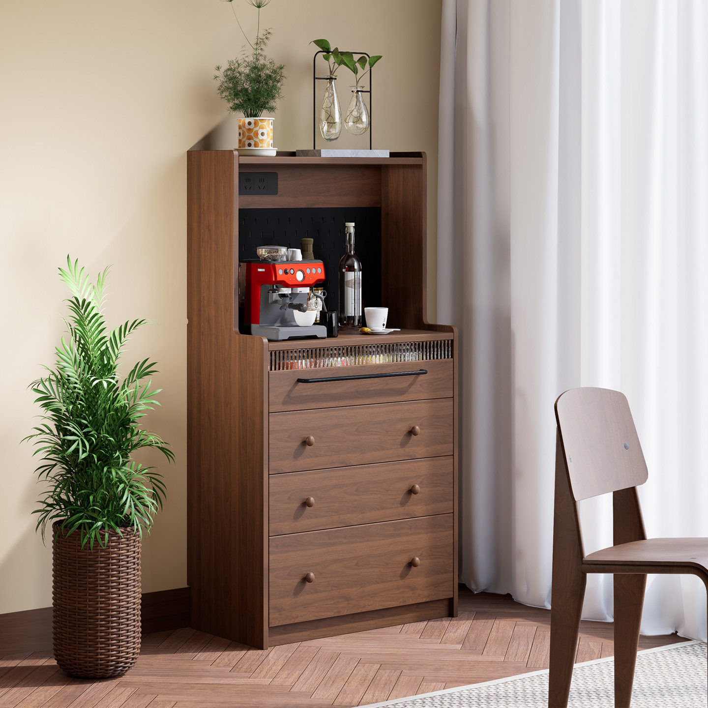 实木餐边柜半高中古风储物柜客厅抽屉收纳柜多功能一体咖啡柜靠墙,住宅家具,餐边柜,淘宝优惠券,粉丝福利购,淘宝优惠卷