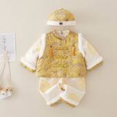 礼服婴儿百岁百岁新年衣服儿童拜年服冬装 男宝宝周岁抓周唐装 中式