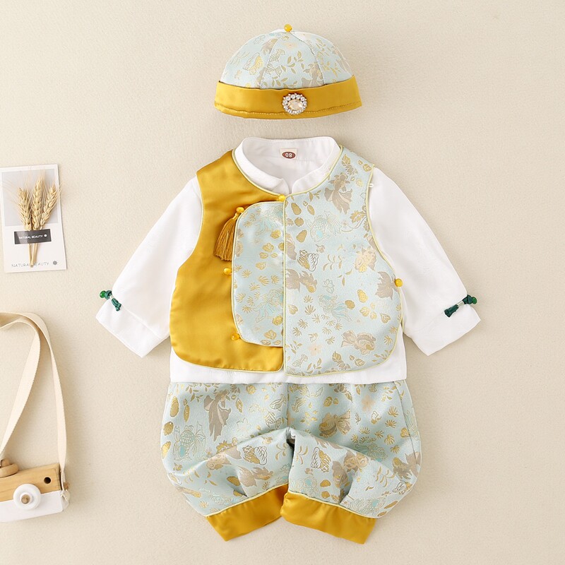 男宝宝新中式唐装周岁礼服抓周套装春秋装汉服婴儿新年宴会衣服