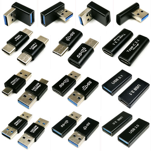 金属壳弯头 USB3.0 Type-C 3.1Gen1全功能手机数据线转接转换插头