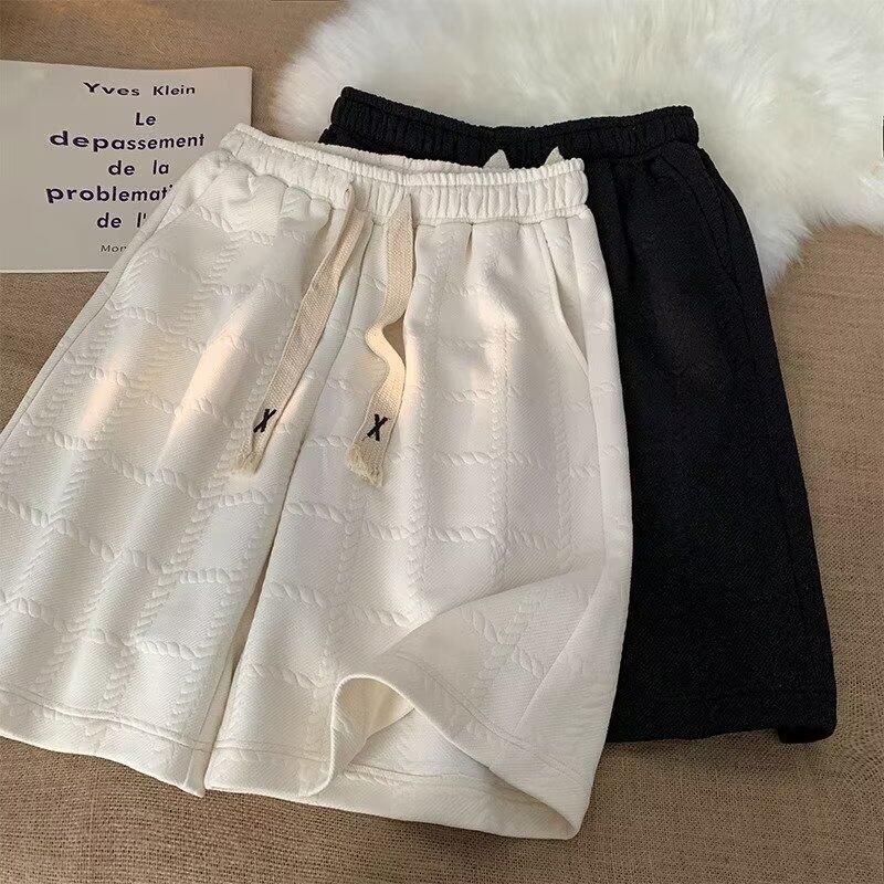 5分时尚大码提花肌理松紧腰五分短裤男夏季百搭简约学生运动中裤