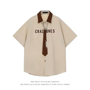 polo衫短袖男夏季宽松刺绣重磅纯棉青少年t恤学院风撞色半袖体恤