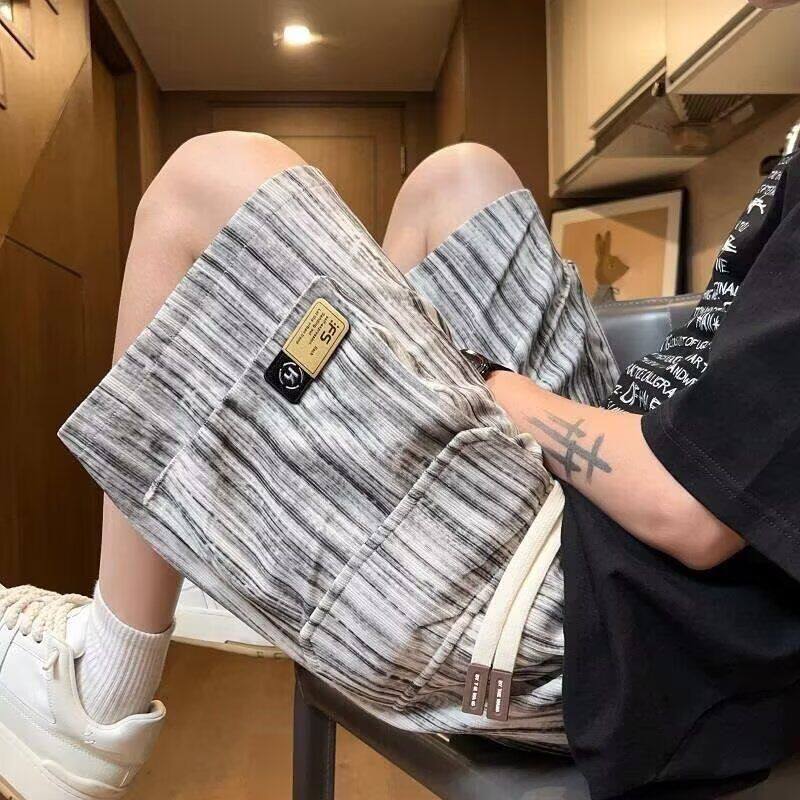 工装短裤男夏季新款加肥加大宽松五分休闲裤子男士扎染沙滩运动裤