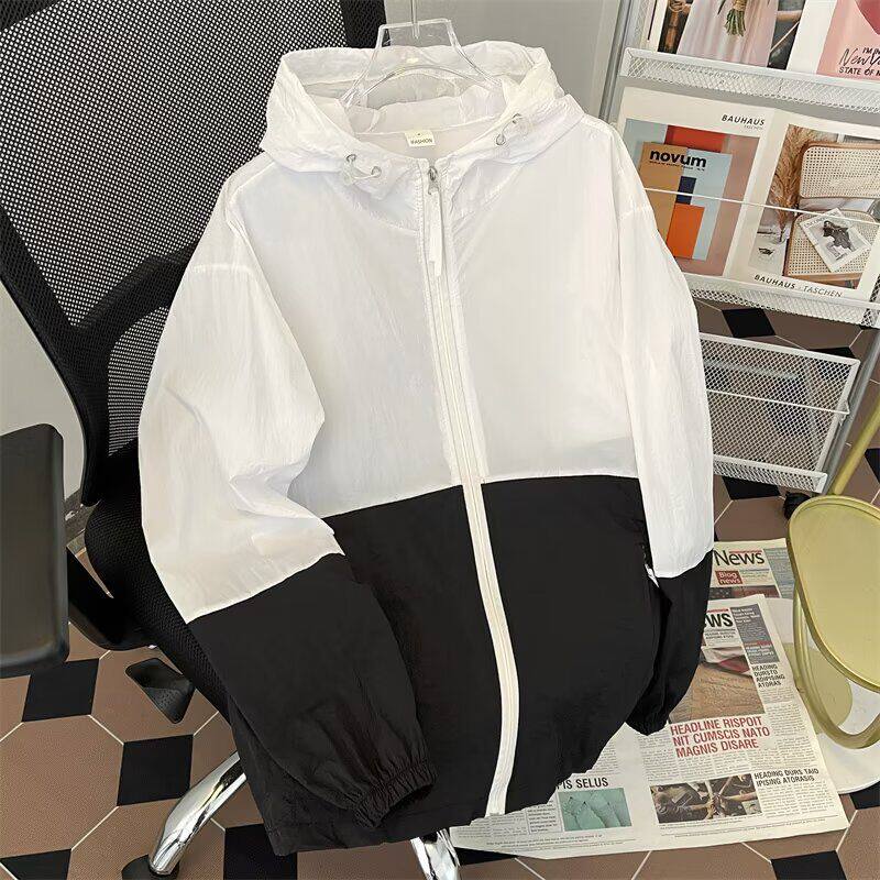 冰丝防晒衣男女夏季潮牌拼色轻薄速干夹克户外运动休闲外套时尚潮