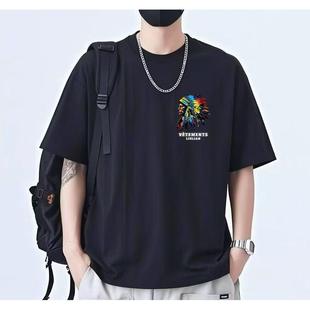 重磅短袖t恤男士夏季2025新款美式潮牌潮流休闲男装半袖体恤痞帅